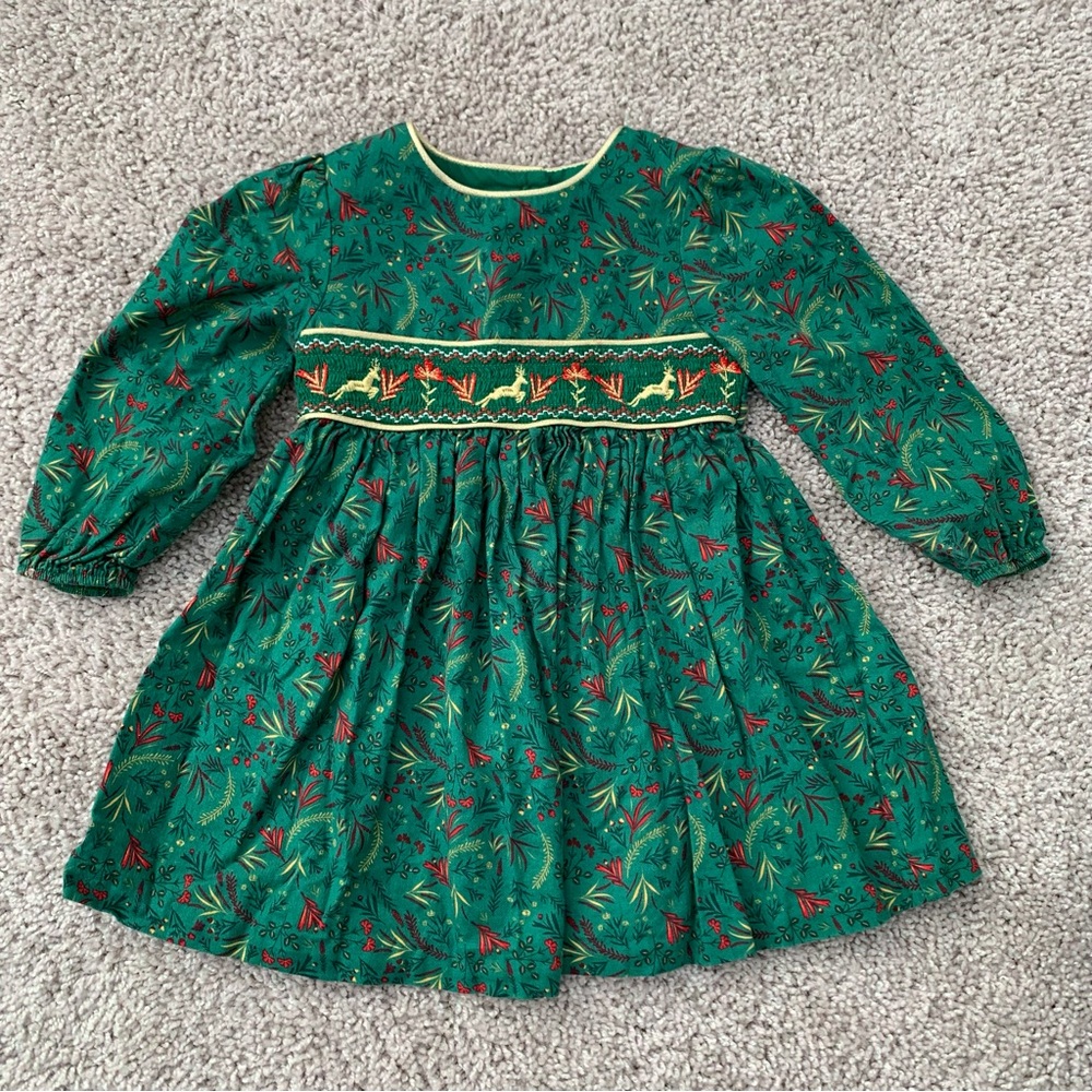 Bonnie Baby Smocked Reindeer Christmas Dress - 18 months
